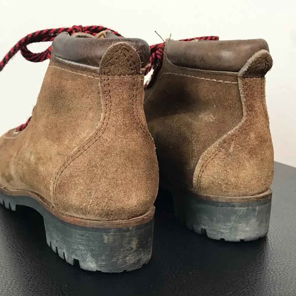 Vintage Vasque Red Lace Up Hiking Boots Suede Leather Mountaineering USA Shoes 6 - Picture 10 of 16